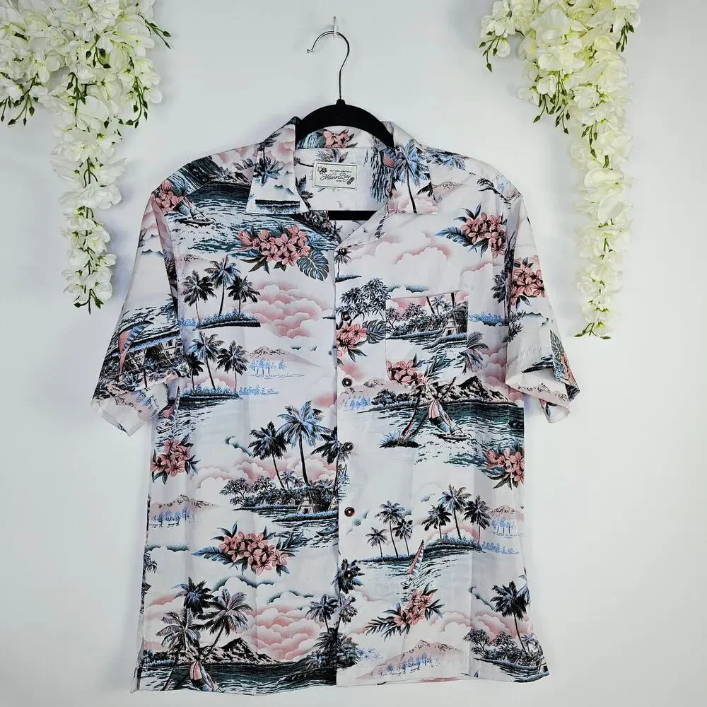 Milano Bay Mens Small Hawaiian Button UP Shirt Tropical Vacation Resort Beach - Picture 3 of 14